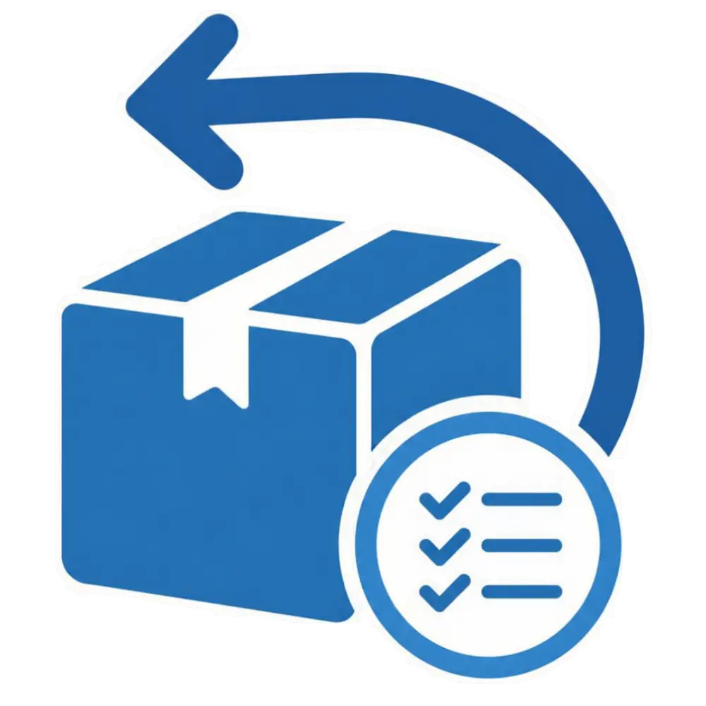 Icon representing returns inspection and restocking