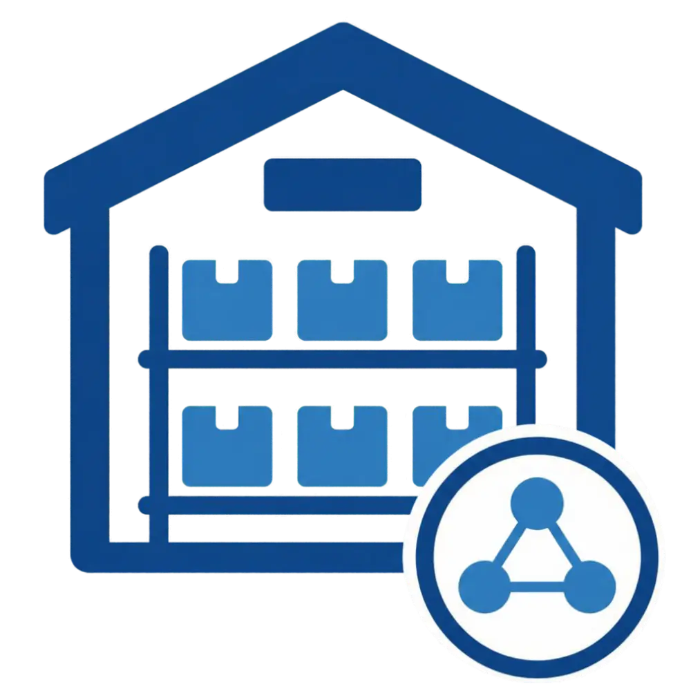 Icon representing real-time warehouse inventory management and analytics