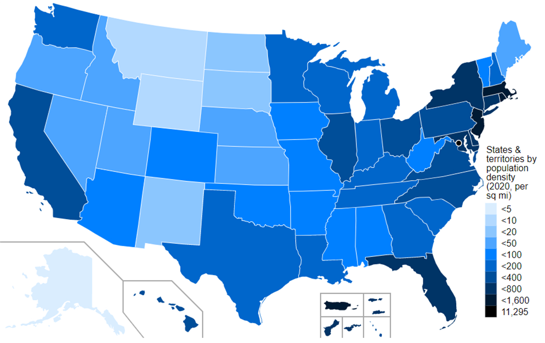 U.S. population distribution map